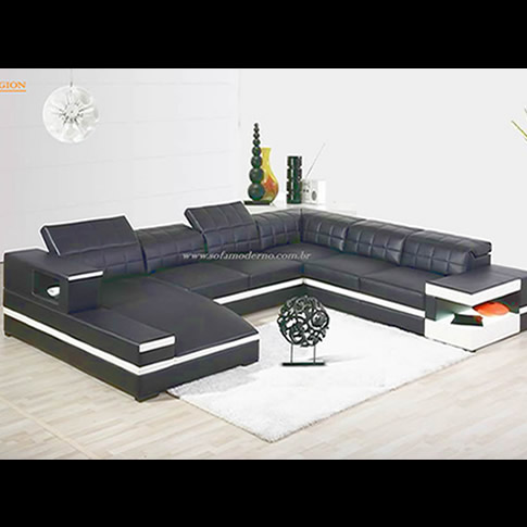 sofás preto de canto com chaise